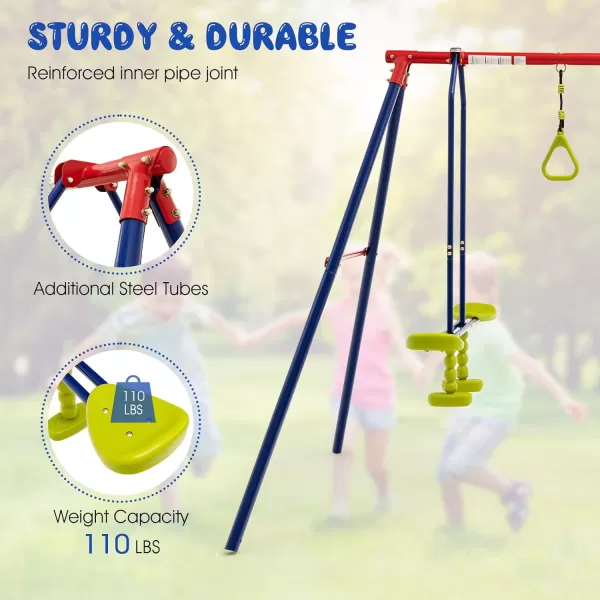 INFANS 2 Seat Swing Stand, 550 lbs Heavy Duty Metal Swing Frame, Extra Large A-Frame Swing Stand for Kids and Adult Indoor Outdoor Activity Backyard Playground