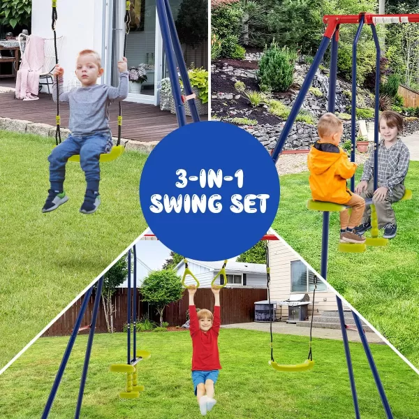 INFANS 2 Seat Swing Stand, 550 lbs Heavy Duty Metal Swing Frame, Extra Large A-Frame Swing Stand for Kids and Adult Indoor Outdoor Activity Backyard Playground
