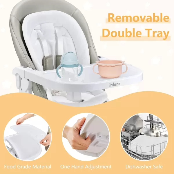 INFANS 3 in 1 Baby High Chair, Electric Baby Swing, Infant Dining Booster Seat with Remote Control One-Hand Removable Tray Double Cushion, Multifunction Highchair for Toddlers