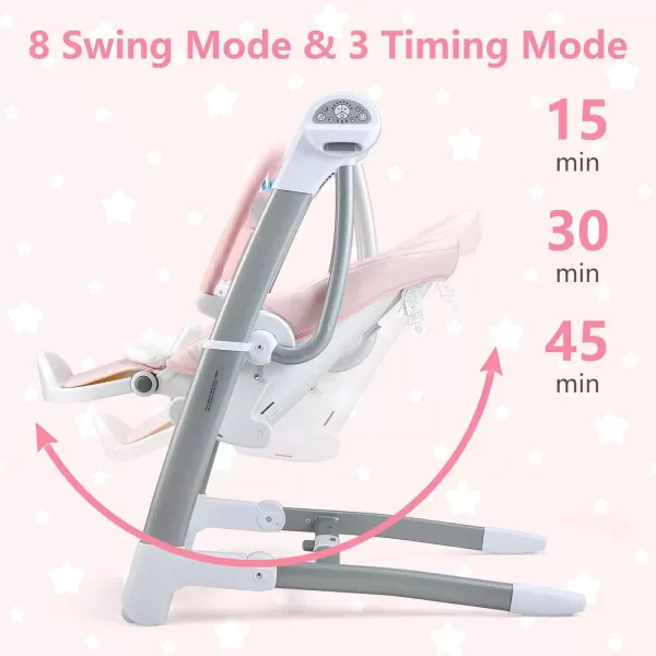 INFANS 3 in 1 Baby High Chair, Electric Baby Swing, Infant Dining Booster Seat with Remote Control One-Hand Removable Tray Double Cushion, Multifunction Highchair for Toddlers
