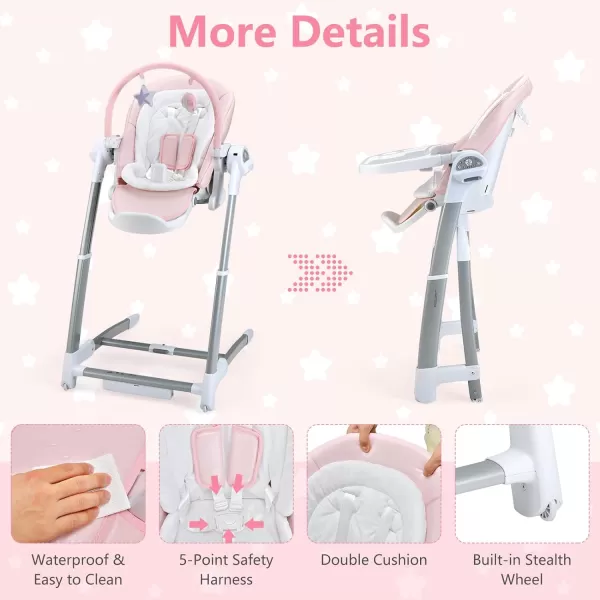 INFANS 3 in 1 Baby High Chair, Electric Baby Swing, Infant Dining Booster Seat with Remote Control One-Hand Removable Tray Double Cushion, Multifunction Highchair for Toddlers