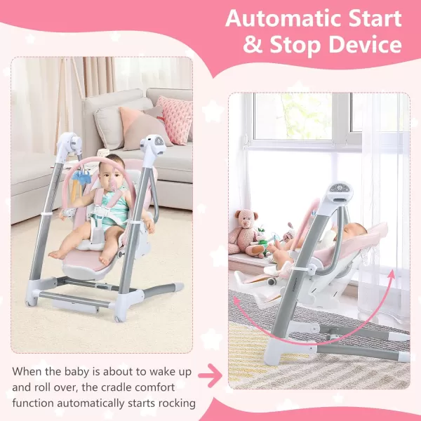INFANS 3 in 1 Baby High Chair, Electric Baby Swing, Infant Dining Booster Seat with Remote Control One-Hand Removable Tray Double Cushion, Multifunction Highchair for Toddlers