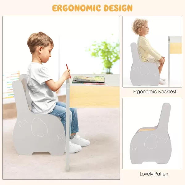 INFANS 3 in 1 Kids Table and Chair Set, Wood Multi Activity Table with Removable Tabletop, Detachable Blackboard for Toddler Playing Drawing Arts Crafts,3 PCS Children Furniture with Storage