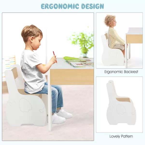 INFANS 3 in 1 Kids Table and Chair Set, Wood Multi Activity Table with Removable Tabletop, Detachable Blackboard for Toddler Playing Drawing Arts Crafts,3 PCS Children Furniture with Storage