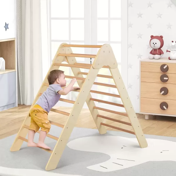 INFANS 4 in 1 Arch Climbing Toys for Toddlers, Montessori Wooden Arch Climber Ladder Structure and Rocker with Cushion Pad, Waldorf Children Indoor Gym Learning Playset for Kids Boys Girls Colourful