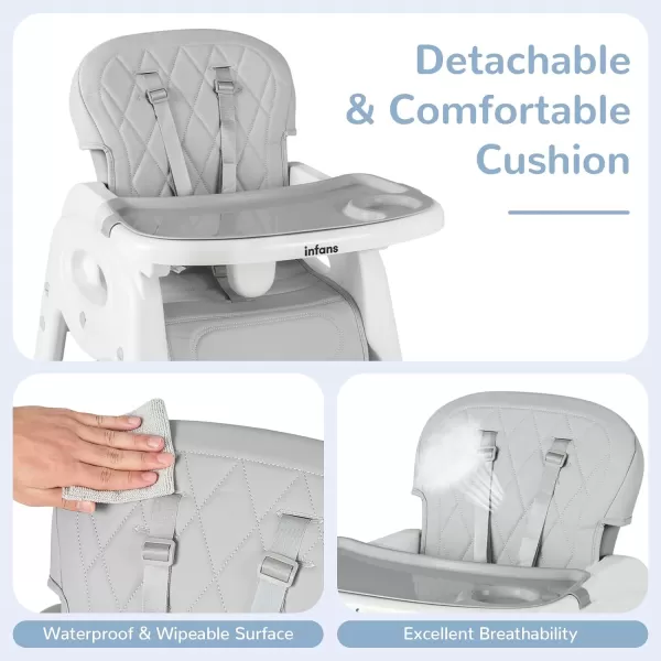 INFANS 5 in 1 Baby High Chair, Convertible Toddler Table Chair Set, Rocking Chair, Multi-Function Seat with Lockable Universal Wheels, Adjustable Seat Back, Removable Trays 
