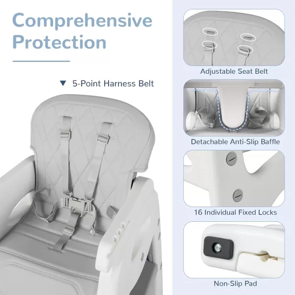 INFANS 5 in 1 Baby High Chair, Convertible Toddler Table Chair Set, Rocking Chair, Multi-Function Seat with Lockable Universal Wheels, Adjustable Seat Back, Removable Trays 