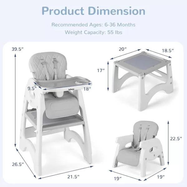 INFANS 5 in 1 Baby High Chair, Convertible Toddler Table Chair Set, Rocking Chair, Multi-Function Seat with Lockable Universal Wheels, Adjustable Seat Back, Removable Trays 