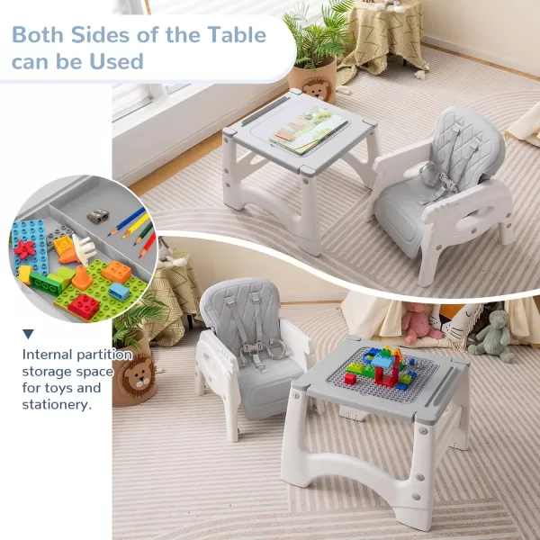 INFANS 5 in 1 Baby High Chair, Convertible Toddler Table Chair Set, Rocking Chair, Multi-Function Seat with Lockable Universal Wheels, Adjustable Seat Back, Removable Trays 