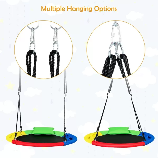 INFANS 660lbs 40 Inch Saucer Tree Swing with Pillow Handle Adjustable Hanging Rope, Round Flying Swing Seat for Kids, Outdoor Round Platform Swing for Backyard Playground Blue