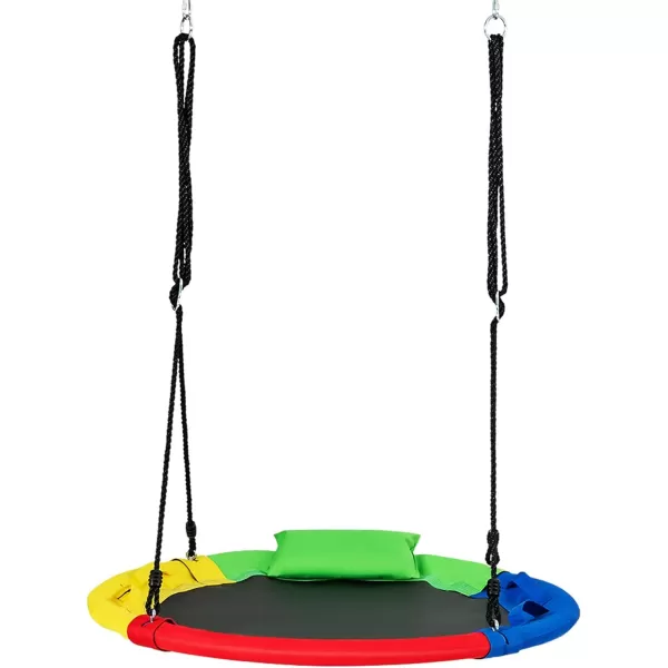 INFANS 660lbs 40 Inch Saucer Tree Swing with Pillow Handle Adjustable Hanging Rope, Round Flying Swing Seat for Kids, Outdoor Round Platform Swing for Backyard Playground Blue