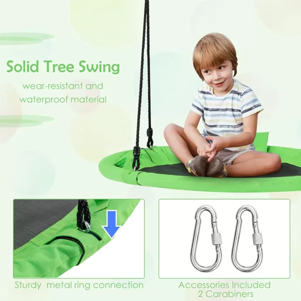 INFANS 660lbs 40 Inch Saucer Tree Swing with Pillow Handle Adjustable Hanging Rope, Round Flying Swing Seat for Kids, Outdoor Round Platform Swing for Backyard Playground Blue