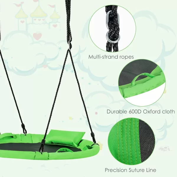 INFANS 660lbs 40 Inch Saucer Tree Swing with Pillow Handle Adjustable Hanging Rope, Round Flying Swing Seat for Kids, Outdoor Round Platform Swing for Backyard Playground Blue