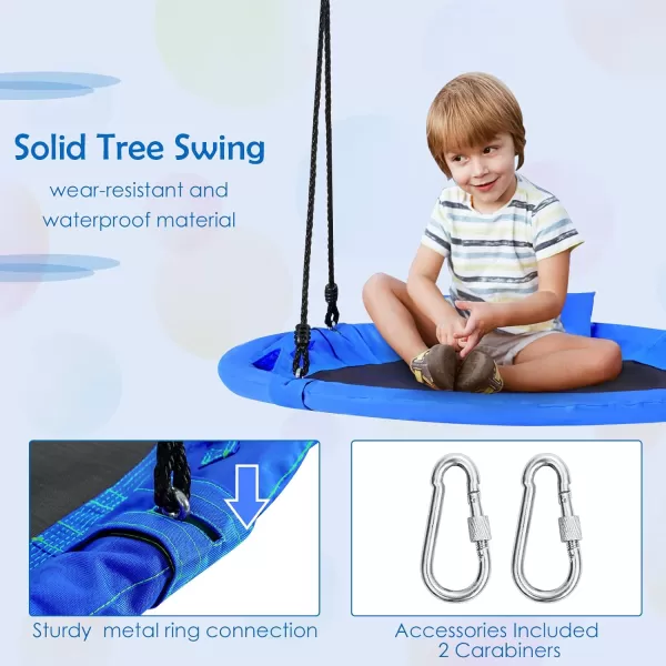 INFANS 660lbs 40 Inch Saucer Tree Swing with Pillow Handle Adjustable Hanging Rope, Round Flying Swing Seat for Kids, Outdoor Round Platform Swing for Backyard Playground Blue