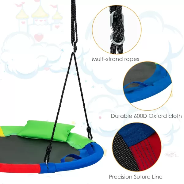 INFANS 660lbs 40 Inch Saucer Tree Swing with Pillow Handle Adjustable Hanging Rope, Round Flying Swing Seat for Kids, Outdoor Round Platform Swing for Backyard Playground Blue