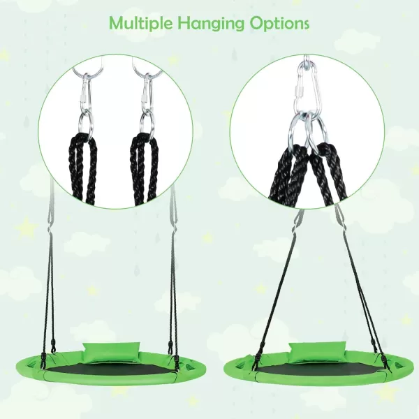 INFANS 660lbs 40 Inch Saucer Tree Swing with Pillow Handle Adjustable Hanging Rope, Round Flying Swing Seat for Kids, Outdoor Round Platform Swing for Backyard Playground Blue