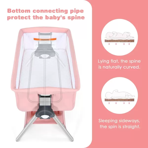 INFANS Baby Bassinet Bedside Crib, Newborn Sleeper w/Large Storage Basket, Adjustable Heights &amp; Angle, Detachable &amp;Washable Mattress, Breathable Mesh, Straps, Easy Moving Bed Side, Light Grey