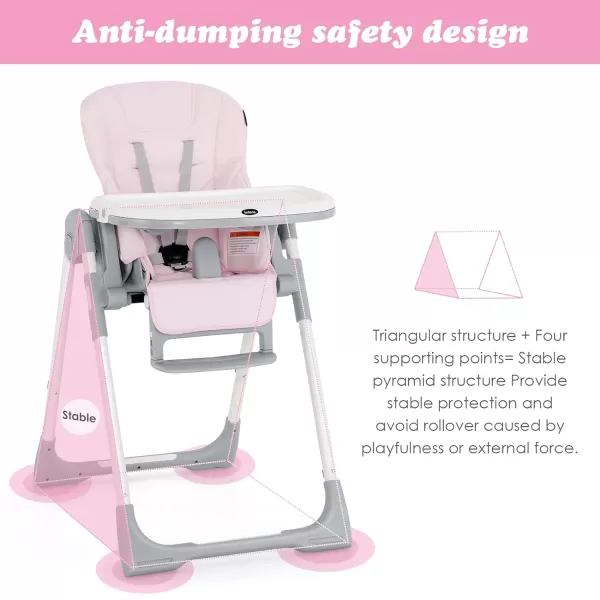 INFANS High Chair for Babies &amp; Toddlers, Foldable Highchair with Multiple Adjustable Backrest, Footrest and Seat Height, Removable Tray, Detachable PU Leather Cushion, Built-in Rear Wheels 