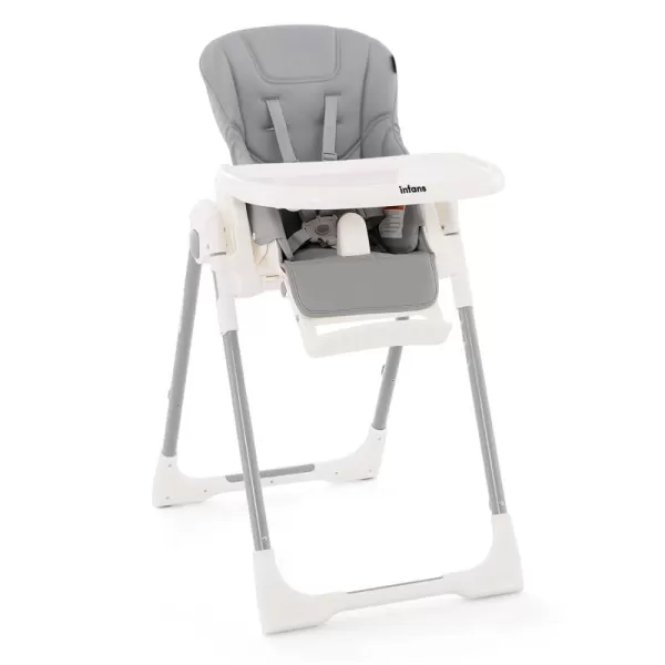 INFANS High Chair for Babies &amp; Toddlers, Foldable Highchair with Multiple Adjustable Backrest, Footrest and Seat Height, Removable Tray, Detachable PU Leather Cushion, Built-in Rear Wheels 