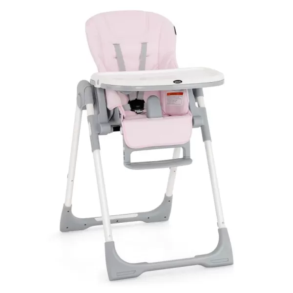 INFANS High Chair for Babies &amp; Toddlers, Foldable Highchair with Multiple Adjustable Backrest, Footrest and Seat Height, Removable Tray, Detachable PU Leather Cushion, Built-in Rear Wheels 