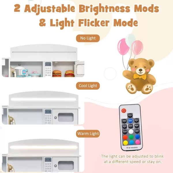INFANS Kid Kitchen Playset, Toddler Wooden Pretend Cooking Set with Realistic Light &amp; Sound, Stove, Sink, Microwave, Storage Cabinet, Play Kitchen Toy Set for Children Boys Girls
