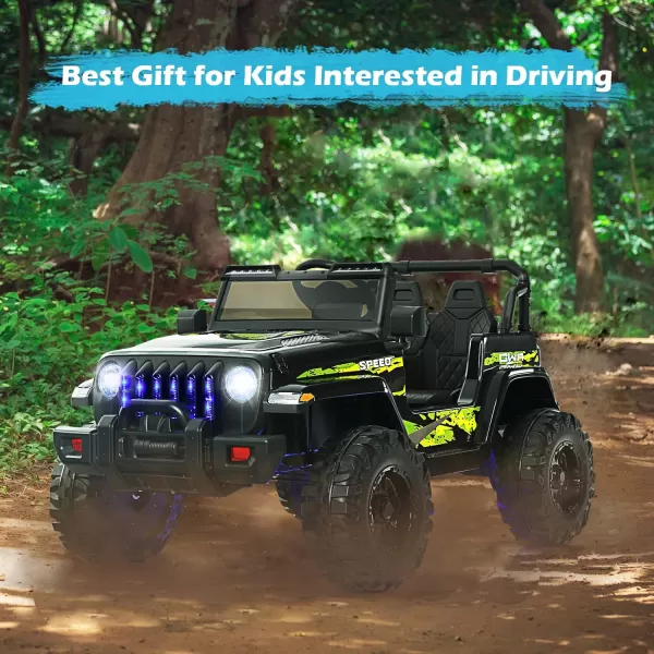 INFANS Kids Ride on Car Truck with 2.4G Remote Control, 12V Battery Powered Electric Cars for Kids w/3 Speeds, Battery Display, LED Lights, Safety Belt, Music &amp; Horn, Bluetooth/FM/USB 