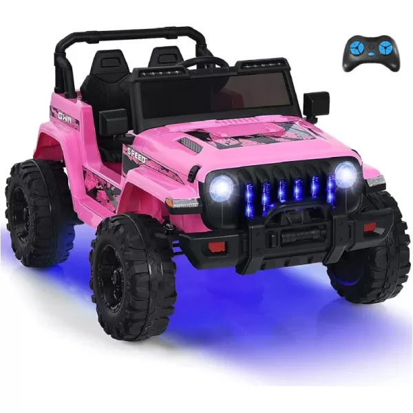 INFANS Kids Ride on Car Truck with 2.4G Remote Control, 12V Battery Powered Electric Cars for Kids w/3 Speeds, Battery Display, LED Lights, Safety Belt, Music &amp; Horn, Bluetooth/FM/USB 