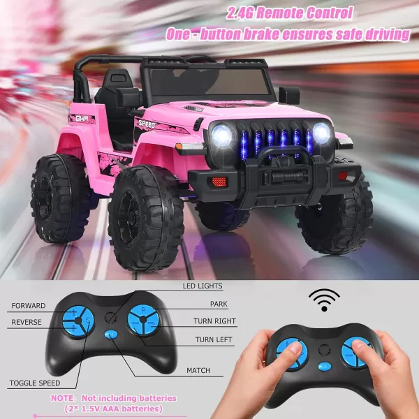 INFANS Kids Ride on Car Truck with 2.4G Remote Control, 12V Battery Powered Electric Cars for Kids w/3 Speeds, Battery Display, LED Lights, Safety Belt, Music &amp; Horn, Bluetooth/FM/USB 