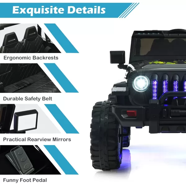 INFANS Kids Ride on Car Truck with 2.4G Remote Control, 12V Battery Powered Electric Cars for Kids w/3 Speeds, Battery Display, LED Lights, Safety Belt, Music &amp; Horn, Bluetooth/FM/USB 