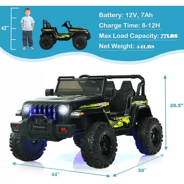 INFANS Kids Ride on Car Truck with 2.4G Remote Control, 12V Battery Powered Electric Cars for Kids w/3 Speeds, Battery Display, LED Lights, Safety Belt, Music &amp; Horn, Bluetooth/FM/USB 