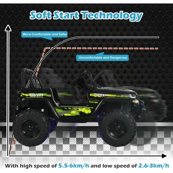 INFANS Kids Ride on Car Truck with 2.4G Remote Control, 12V Battery Powered Electric Cars for Kids w/3 Speeds, Battery Display, LED Lights, Safety Belt, Music &amp; Horn, Bluetooth/FM/USB 