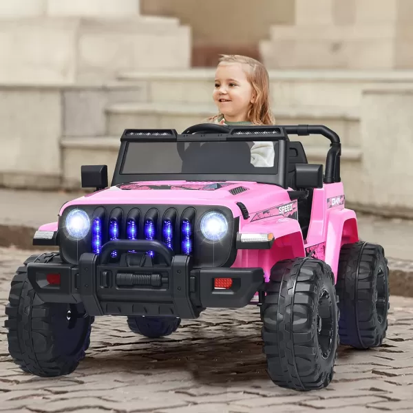 INFANS Kids Ride on Car Truck with 2.4G Remote Control, 12V Battery Powered Electric Cars for Kids w/3 Speeds, Battery Display, LED Lights, Safety Belt, Music &amp; Horn, Bluetooth/FM/USB 
