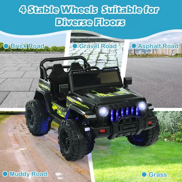 INFANS Kids Ride on Car Truck with 2.4G Remote Control, 12V Battery Powered Electric Cars for Kids w/3 Speeds, Battery Display, LED Lights, Safety Belt, Music &amp; Horn, Bluetooth/FM/USB 