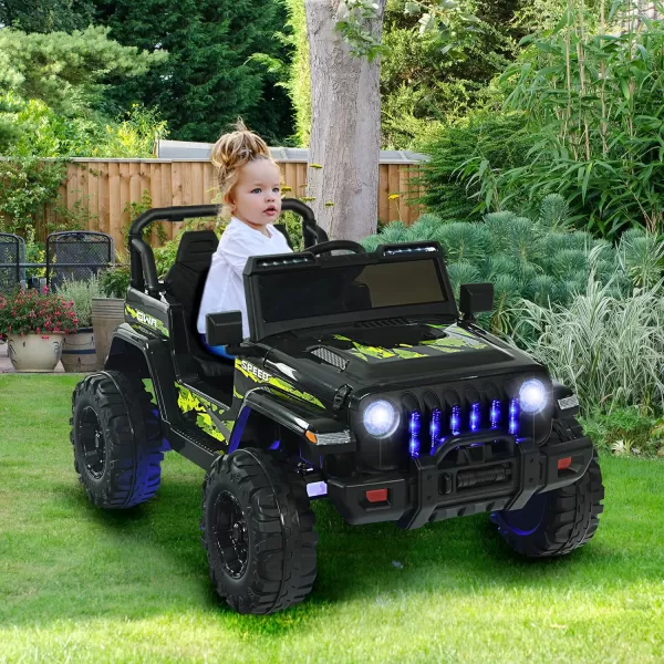 INFANS Kids Ride on Car Truck with 2.4G Remote Control, 12V Battery Powered Electric Cars for Kids w/3 Speeds, Battery Display, LED Lights, Safety Belt, Music &amp; Horn, Bluetooth/FM/USB 