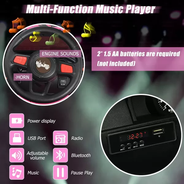 INFANS Kids Ride on Car Truck with 2.4G Remote Control, 12V Battery Powered Electric Cars for Kids w/3 Speeds, Battery Display, LED Lights, Safety Belt, Music &amp; Horn, Bluetooth/FM/USB 