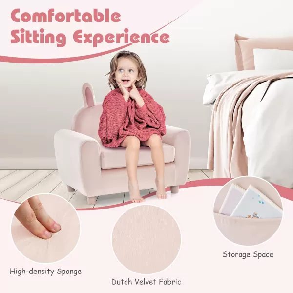 INFANS Kids Sofa, Children Armrest Chair with Sturdy Wood Construction and Dutch Velvet, Upholstered Toddler Armchair Couch Furniture for Nursery Kindergarten Playroom Preschool, Gift for Girls
