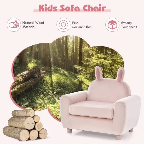 INFANS Kids Sofa, Children Armrest Chair with Sturdy Wood Construction and Dutch Velvet, Upholstered Toddler Armchair Couch Furniture for Nursery Kindergarten Playroom Preschool, Gift for Girls