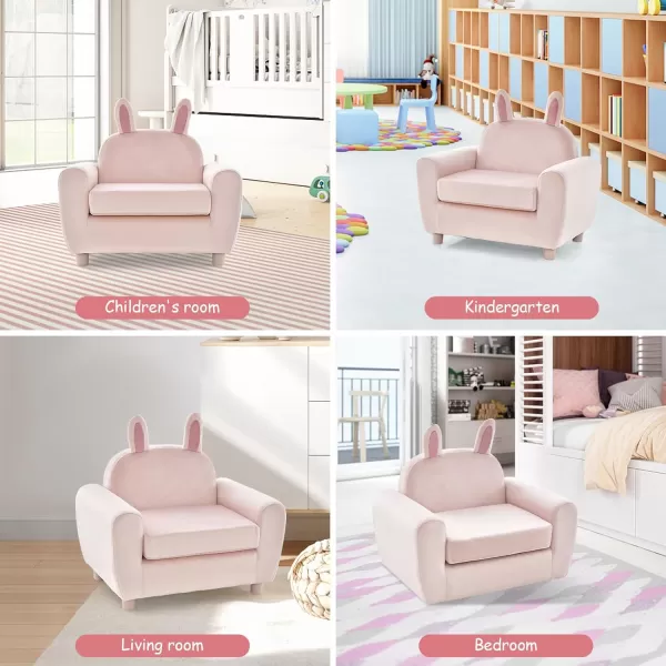 INFANS Kids Sofa, Children Armrest Chair with Sturdy Wood Construction and Dutch Velvet, Upholstered Toddler Armchair Couch Furniture for Nursery Kindergarten Playroom Preschool, Gift for Girls