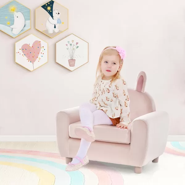 INFANS Kids Sofa, Children Armrest Chair with Sturdy Wood Construction and Dutch Velvet, Upholstered Toddler Armchair Couch Furniture for Nursery Kindergarten Playroom Preschool, Gift for Girls