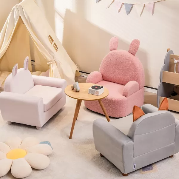 INFANS Kids Sofa, Children Armrest Chair with Sturdy Wood Construction and Dutch Velvet, Upholstered Toddler Armchair Couch Furniture for Nursery Kindergarten Playroom Preschool, Gift for Girls