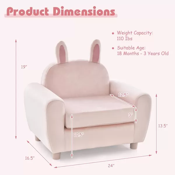 INFANS Kids Sofa, Children Armrest Chair with Sturdy Wood Construction and Dutch Velvet, Upholstered Toddler Armchair Couch Furniture for Nursery Kindergarten Playroom Preschool, Gift for Girls
