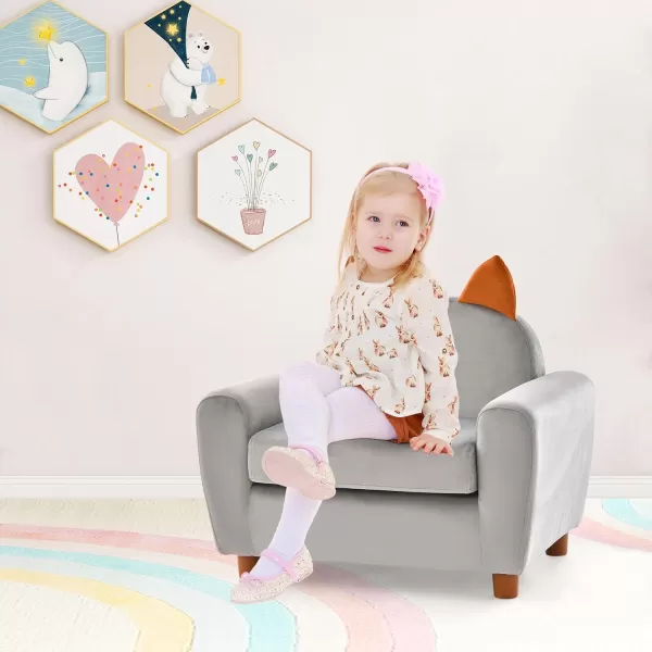 INFANS Kids Sofa, Children Armrest Chair with Sturdy Wood Construction and Dutch Velvet, Upholstered Toddler Armchair Couch Furniture for Nursery Kindergarten Playroom Preschool, Gift for Girls