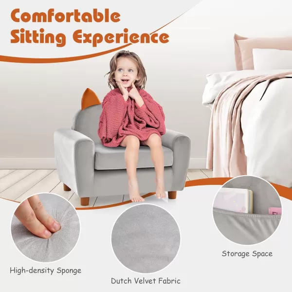 INFANS Kids Sofa, Children Armrest Chair with Sturdy Wood Construction and Dutch Velvet, Upholstered Toddler Armchair Couch Furniture for Nursery Kindergarten Playroom Preschool, Gift for Girls