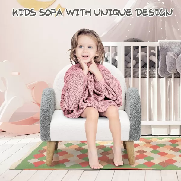 INFANS Kids Sofa, Toddler Armchair with Solid Wooden Frame Anti-Tipping Design Plush Fabric, Upholstered Children Chair for Kindergarten Playroom Preschool, Gift for Boys Girls, Toddler Couch