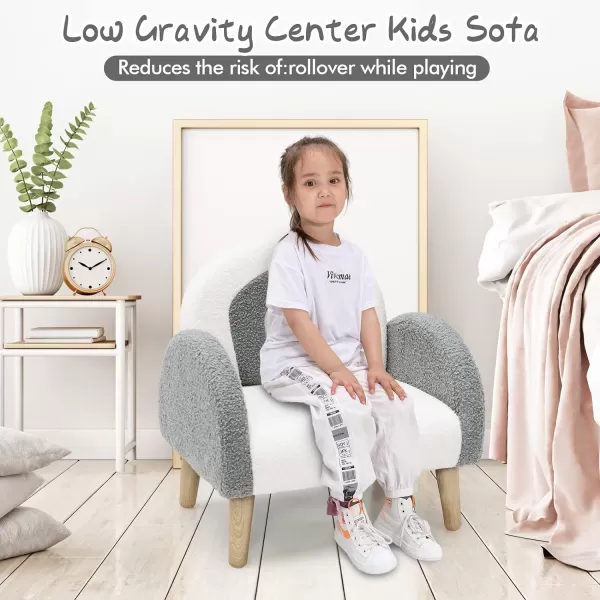INFANS Kids Sofa, Toddler Armchair with Solid Wooden Frame Anti-Tipping Design Plush Fabric, Upholstered Children Chair for Kindergarten Playroom Preschool, Gift for Boys Girls, Toddler Couch