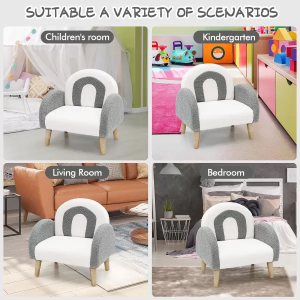 INFANS Kids Sofa, Toddler Armchair with Solid Wooden Frame Anti-Tipping Design Plush Fabric, Upholstered Children Chair for Kindergarten Playroom Preschool, Gift for Boys Girls, Toddler Couch