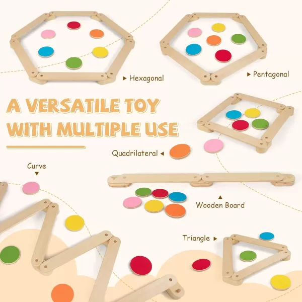 INFANS Montessori Wooden Balance Beam Stepping Stones for Kids Toddler,12 Piece Obstacle Course for Playroom Indoor Outdoor, Gymnastics Toy Furniture, Build Coordination Gross Motor Skills