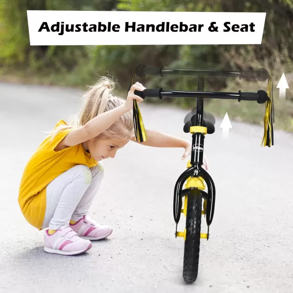 INFANS Balance Bike for 2, 3, 4, 5 Years Old - Beginner Training Bicycle with 10"/12" Airless Eva Tires, Adjustable Handlebar &amp; Seat, Carbon Steel, No Pedal, First Sport Bike