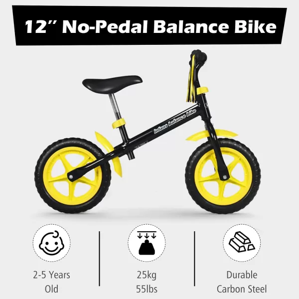 INFANS Balance Bike for 2, 3, 4, 5 Years Old - Beginner Training Bicycle with 10"/12" Airless Eva Tires, Adjustable Handlebar &amp; Seat, Carbon Steel, No Pedal, First Sport Bike