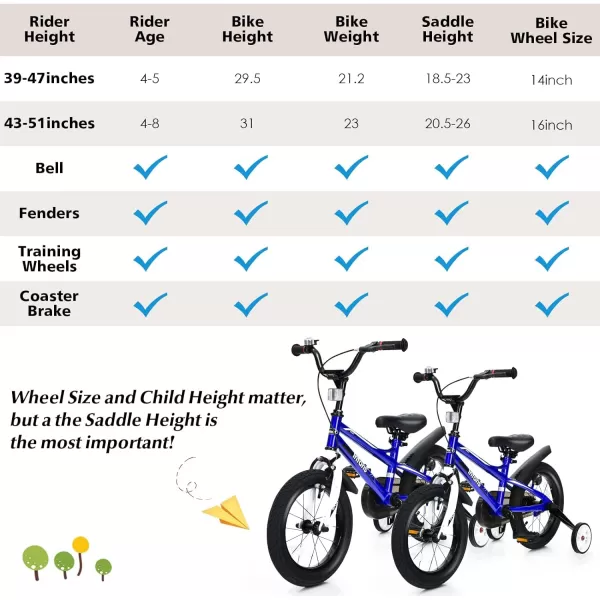 INFANS Kids Bike 14 16 18 Inch with 95% Assembled, Adjustable Seat, Balance or Training Wheels, Coaster Brake, Toddler Children Bicycle for 4 to 8 Years Old Boys Girls